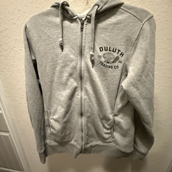 Duluth Trading Co Hoodie Sweatshirt Full Zip Women's S Grey Fleece Logo Beaver - Picture 1 of 7